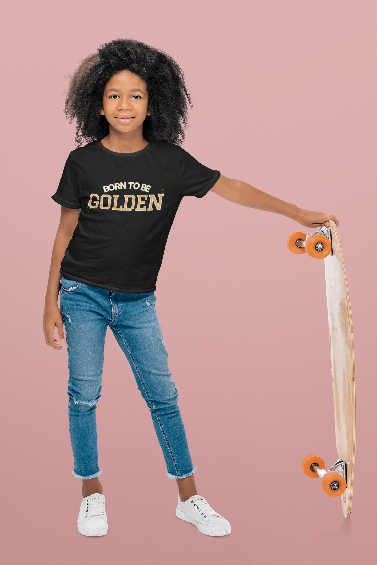 Born to be GOLDEN Kids Tee ✨🌟, SASI SQUAD Girls’ Streetwear T-Shirt – Ages 6–14 Trendy Everyday Top