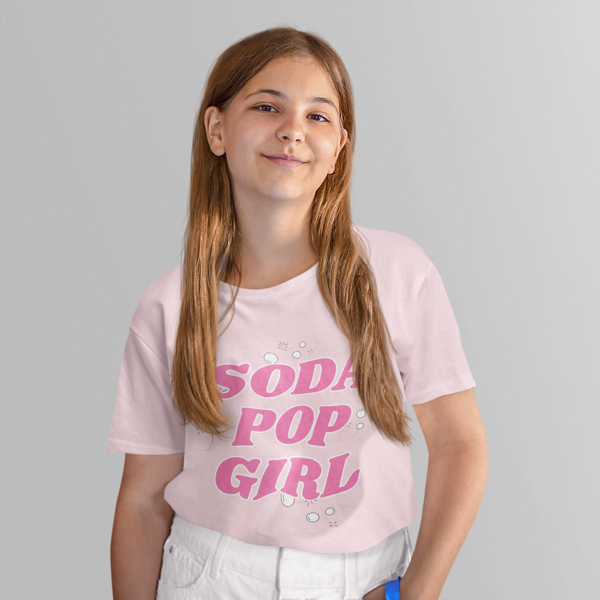 Soda Pop Girl Kids Tee 🥤✨, SASI SQUAD Girls’ Streetwear T-Shirt – Ages 6–14 Trendy Everyday Top