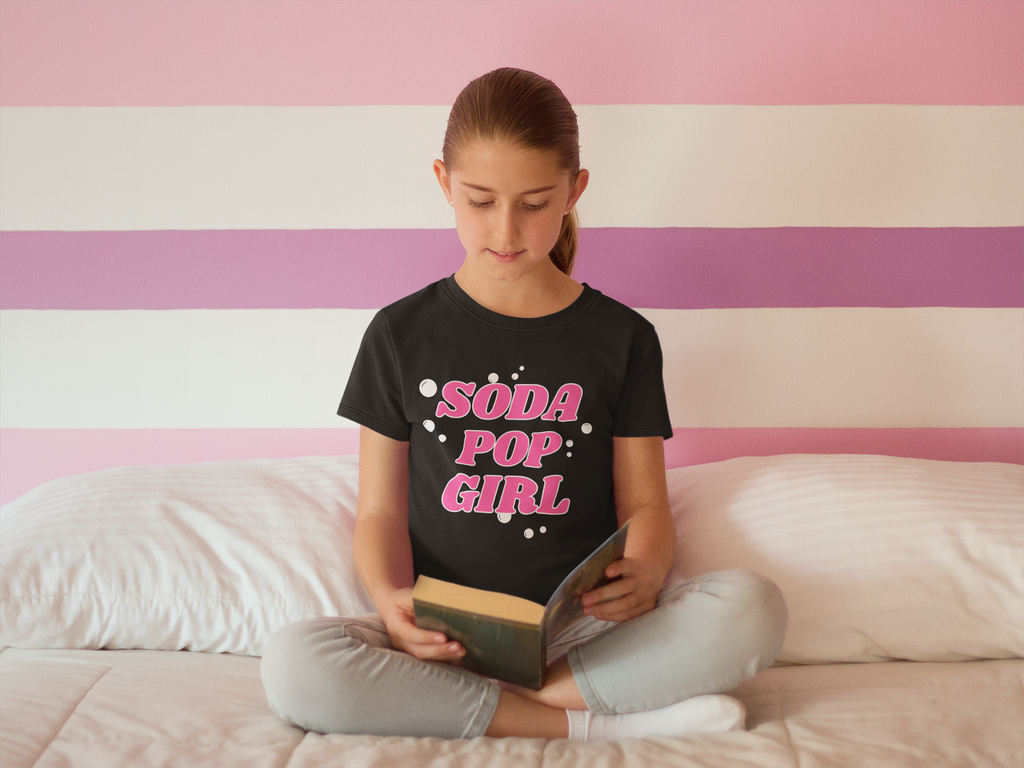 Soda Pop Girl Kids Tee 🥤✨, SASI SQUAD Girls’ Streetwear T-Shirt – Ages 6–14 Trendy Everyday Top