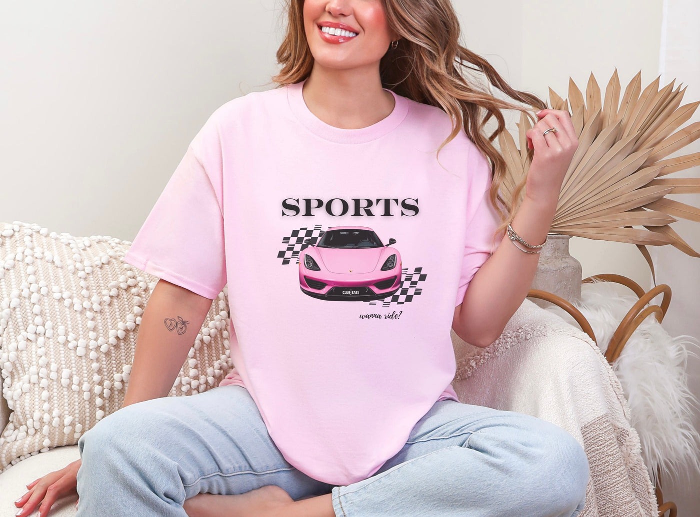  Sports Car Flirt Tee CLUB SASI Streetwear Graphic T Shirt for Teen 