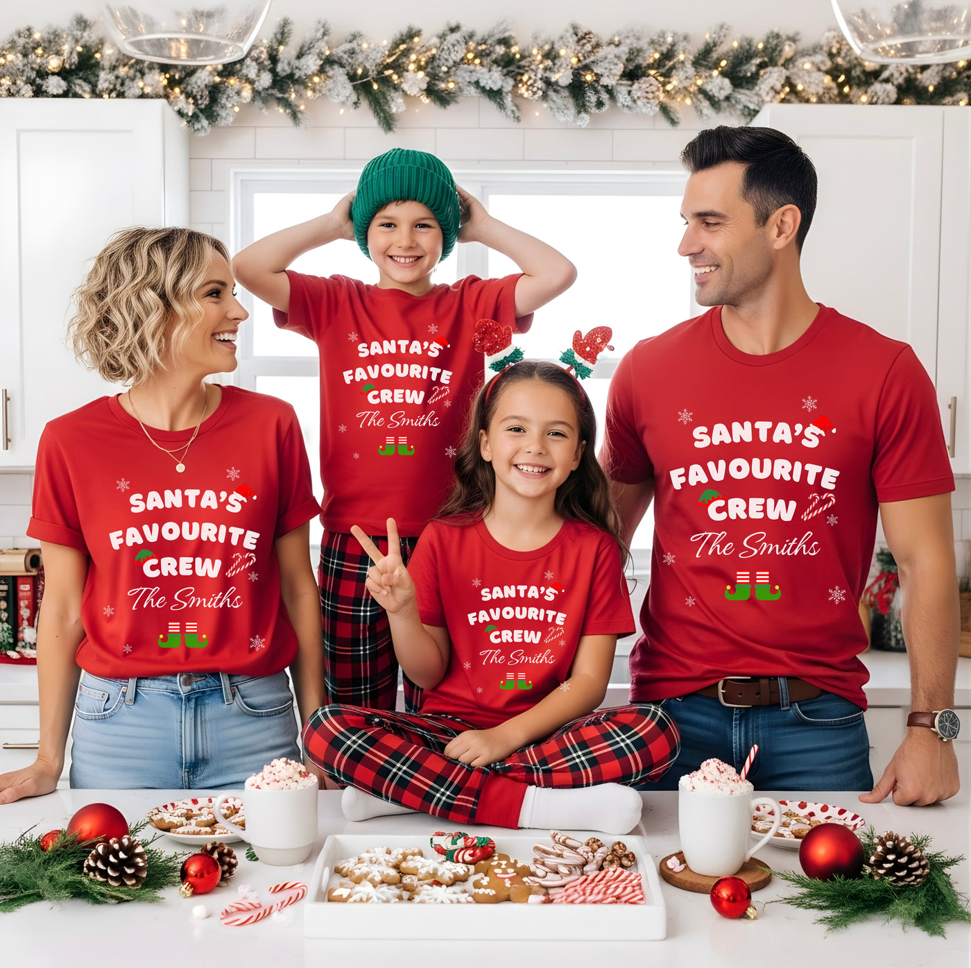 Personalised Unisex Kids Christmas T-Shirt – Custom Family Name Holiday Tee (Ages 5–14)