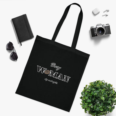 Busy Woman Cotton Tote Bag, Reusable Grocery Bag, Gift for Her, Stylish Everyday Tote, Eco-Friendly Fashion