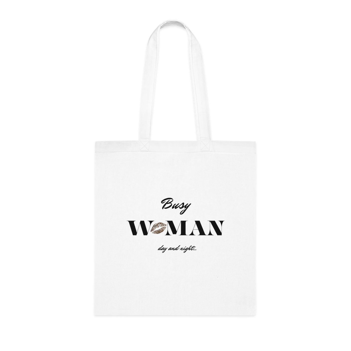 Busy Woman Cotton Tote Bag, Reusable Grocery Bag, Gift for Her, Stylish Everyday Tote, Eco-Friendly Fashion