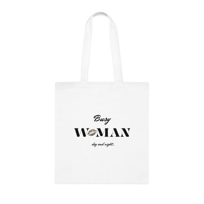Busy Woman Cotton Tote Bag, Reusable Grocery Bag, Gift for Her, Stylish Everyday Tote, Eco-Friendly Fashion